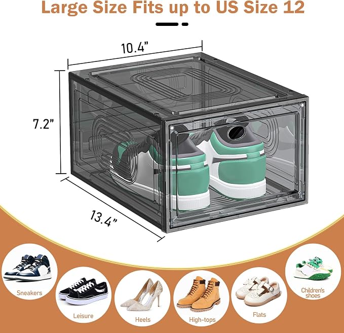 10 Pack Thicken Shoe Organizer Stackable, Upgraded Sturdy Shoe Storage Box - Image 4
