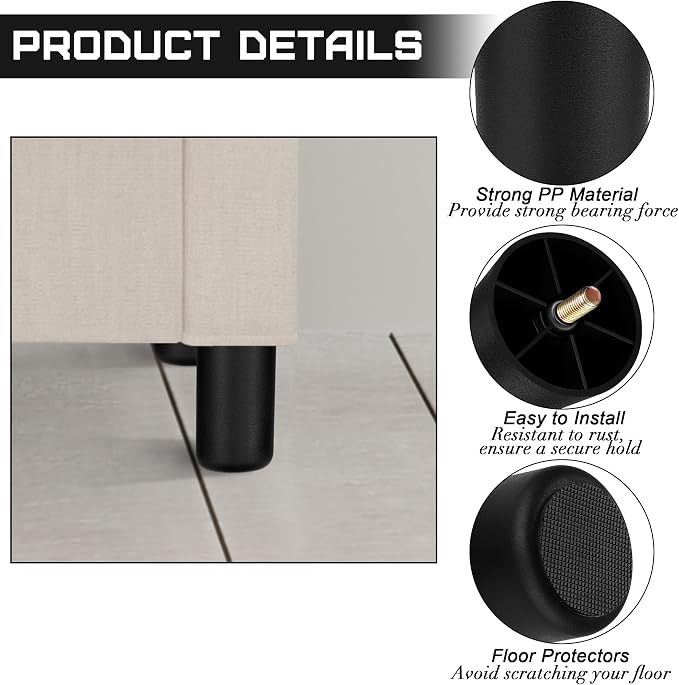 TURSTIN 8 Pack 3 Inch Plastic Furniture Legs - Image 3