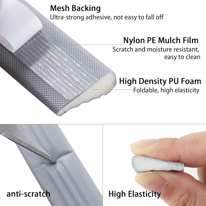 QDiShi 196" Wedge-Shape Weather Stripping Door Seal Weatherproof Foam Seals - Image 3