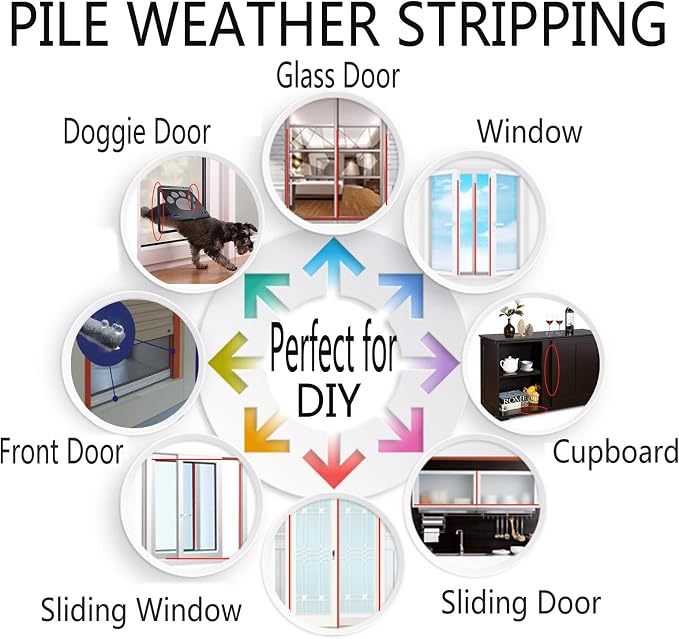 Weather Stripping Brush for Sliding Windows/Doors Frame Side, Pile Self - Image 4