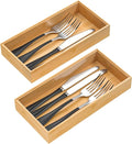 Silverware Tray for Drawer, Stackable Kitchen Bamboo Drawer Organizer 12" x 6" by VeyFey