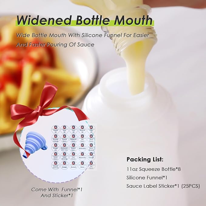 Condiment Squeeze Bottles for Ketchup Hot Sauce Liquids Oil - Image 5