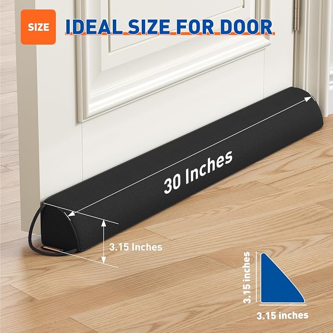 MAGZO Door Draft Stopper 30 Inches, 2 Pack Weighted Triangular Door Snake - Image 3
