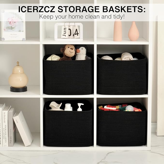Storage Baskets for Organizing & Shelves, Woven Cotton Rope Organization Bins - Image 6