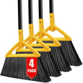 Heavy Duty Broom Outdoor and Indoor, 4 Pack Upgraded Commercial Angle Brooms by PUTNATRUE