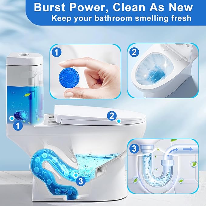 Toilet Bowl Cleaner Tablets 32 Packs-85oz, Ultra-Clean Blue Cleaners - Image 3