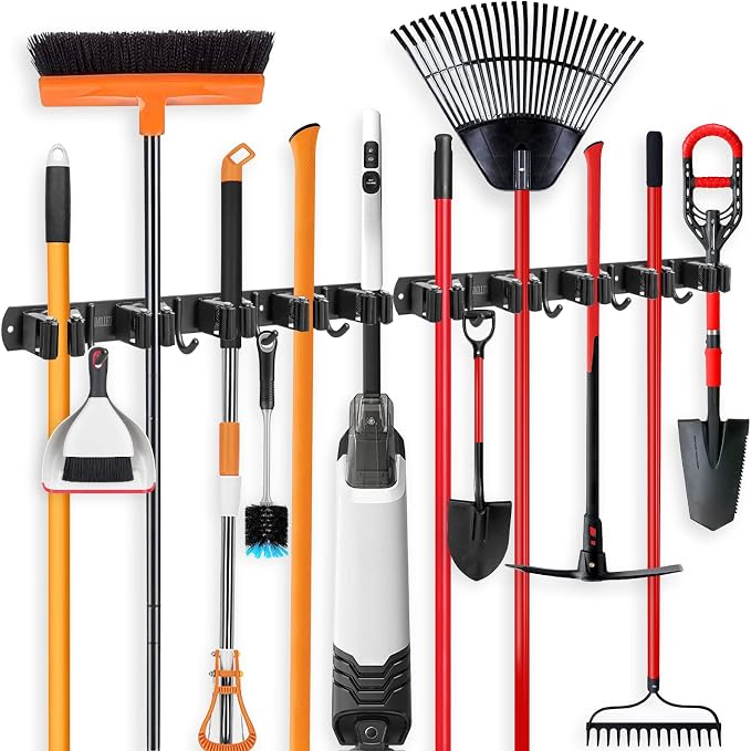 IMILLET 2 Pack Broom and Mop Holder Wall Mounted, Broom Holder Stainless Steel by IMILLET