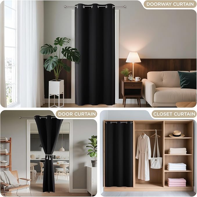 Joydeco Blackout Door Curtain for Doorway Privacy 84 Inches Long, Grommet - Image 4