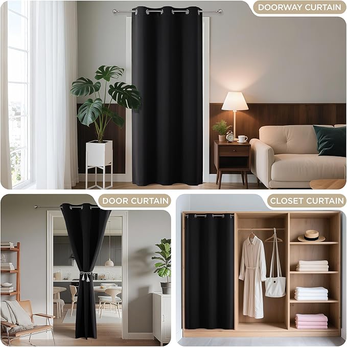 Joydeco Blackout Door Curtain for Doorway Privacy 72 Inches Long, Grommet - Image 4
