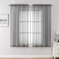 Chyhomenyc Charcoal Grey Sheer Curtains 45 Inch Long 2 Panels, Light Filtering by Chyhomenyc