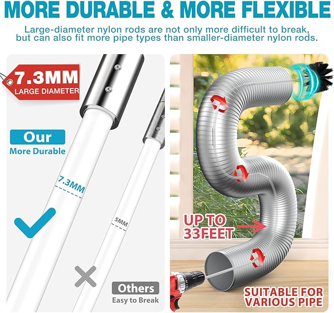 Sealegend 47-Pieces 33-Feet Dryer Vent Cleaner Kit, Dryer Cleaning Tools - Image 2