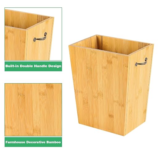 SEHERTIWY Wood Trash Can, Farmhouse Wastebasket Bin - Image 5