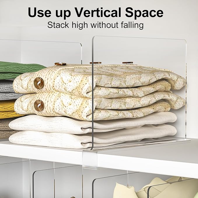 Shelf Dividers Purse Organizer for Closet: 8-Pack Acrylic Bag Storage Organizer - Image 4