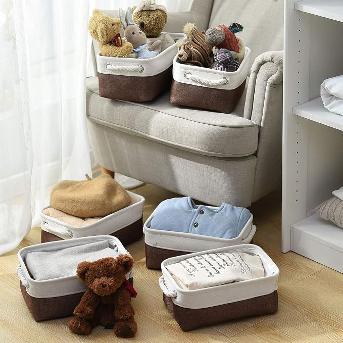 Small Storage Baskets for Shelves, Fabric Storage Baskets for Closet, - Image 2