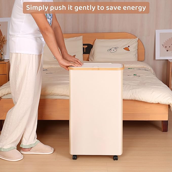 Slim Laundry Basket with Wheels, Narrow Hampers - Image 4