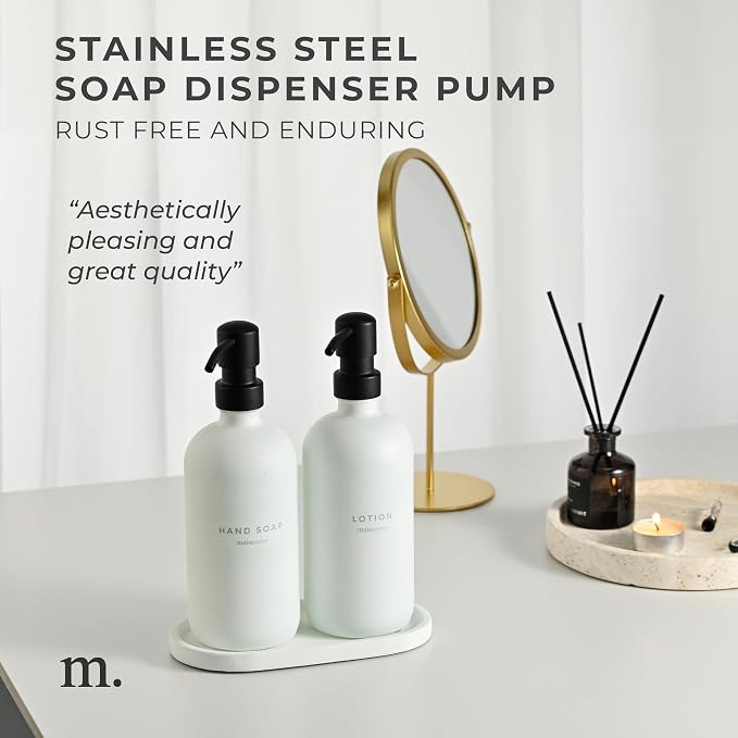 MaisoNovo Soap Dispenser 3-Piece Set | 16.9oz White Bottles - Image 4