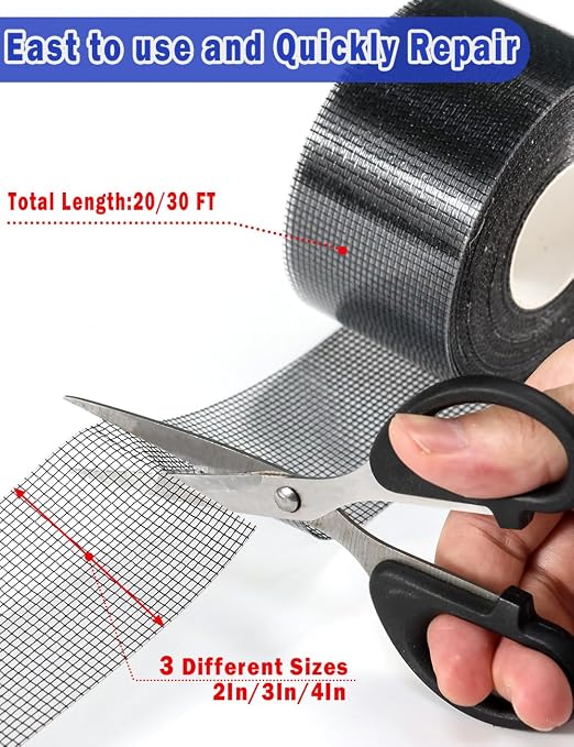 Wohohoho Window Screen Repair Tape, 3 in X 20 FT Black Screen Patch Repair Kit - Image 3
