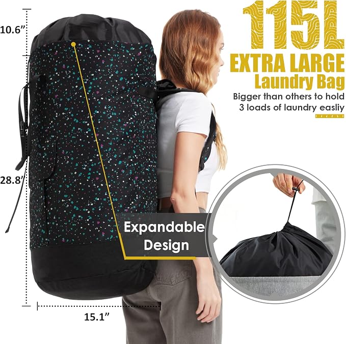 College Laundry Bag, 115L Extra Large Laundry Backpack - Image 3