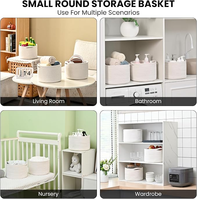 Small Storage Baskets for Organizing, Organizer Baskets for Shelves, Woven - Image 5