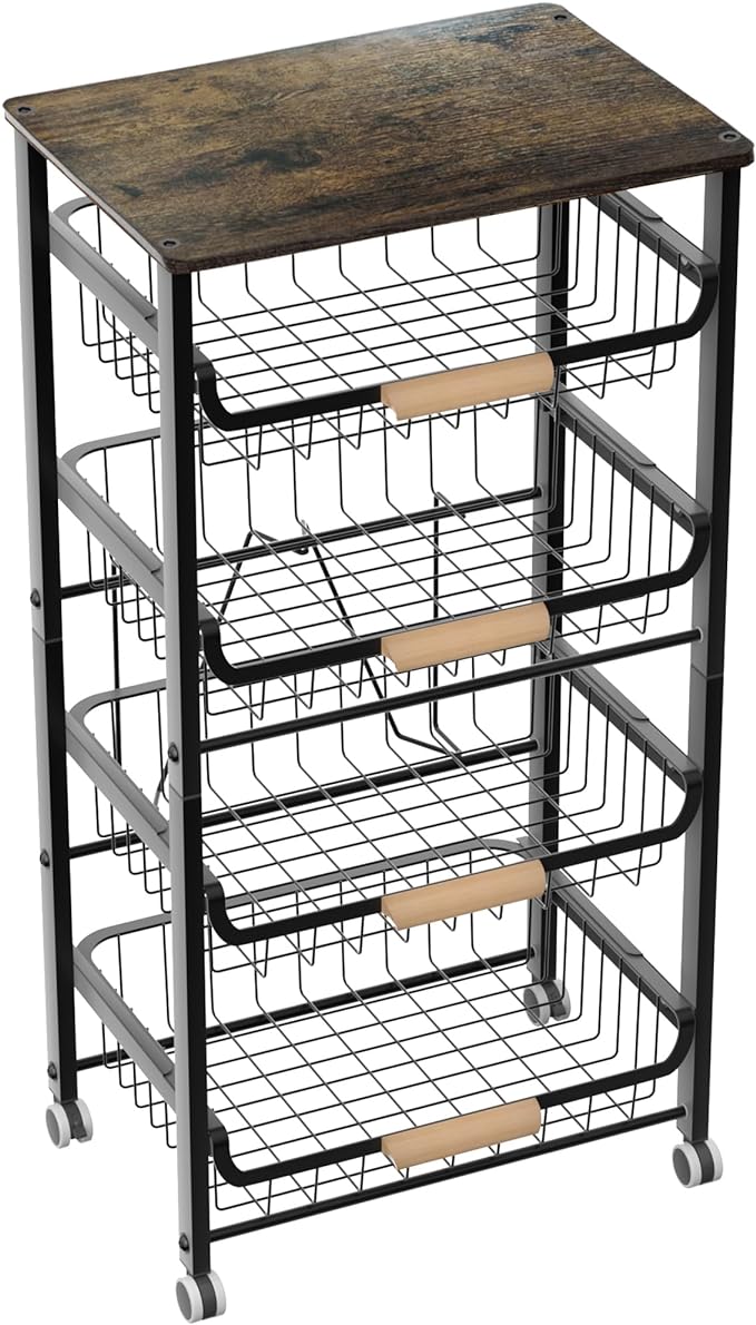 5-Layer Fruit Basket Kitchen Food Organizer and Rack, Stackable Storage Cart by NiuYichee