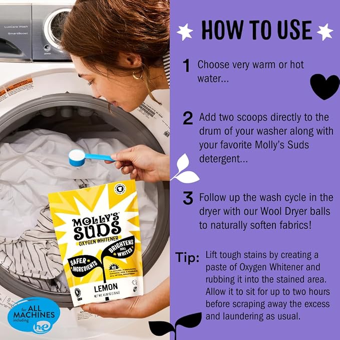 Molly's Suds Oxygen Whitener | Powerful Bleach Alternative, Chlorine Free & - Image 4