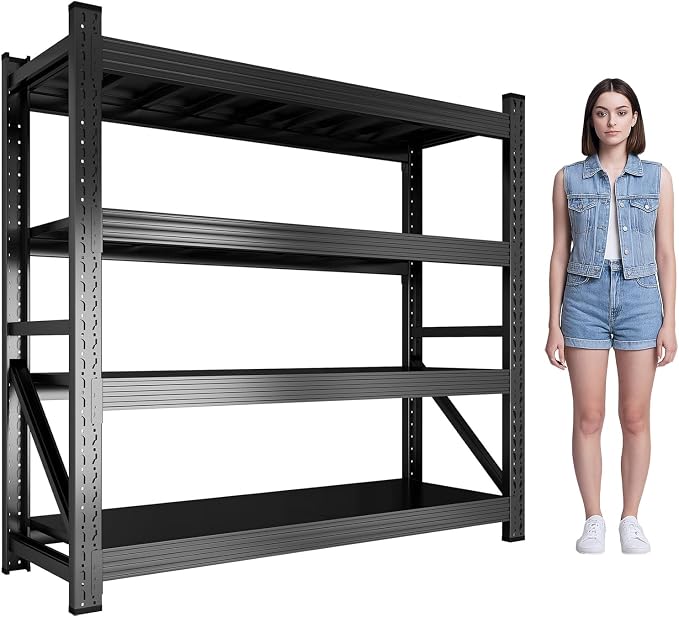 59" W Garage Shelving Heavy Duty, 4 Tier Metal Garage Shelves Adjustable - Image 6