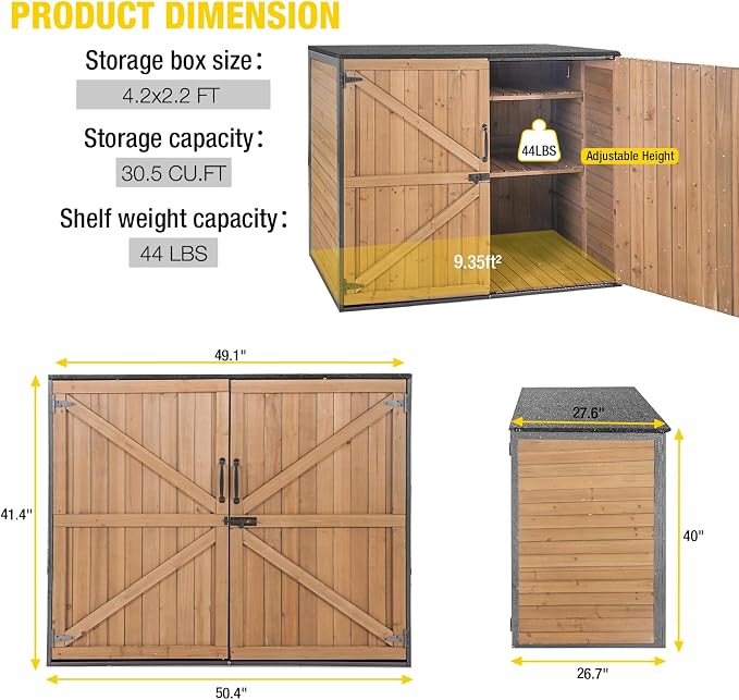 Aivituvin Outdoor Storage Cabinet Trash Can Storage Shed Upgraded - Image 6