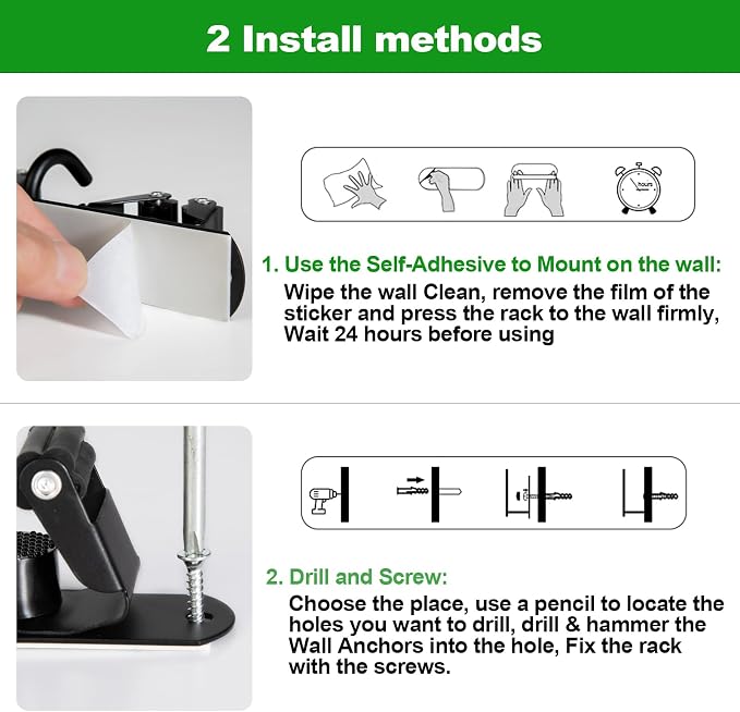 voze 5 Racks and 4 Hooks Mop and Broom Holder Wall Mount, Self Adhesive Heavy - Image 5