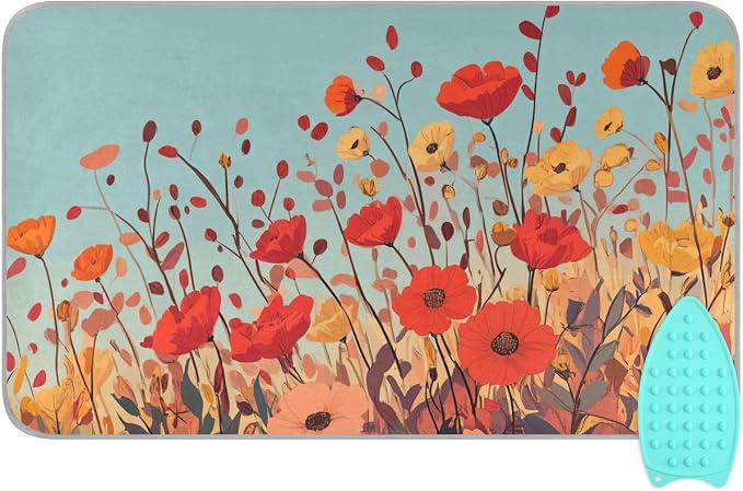 Autumn Poppy Flowers 01 Ironing Mat by Tatenale