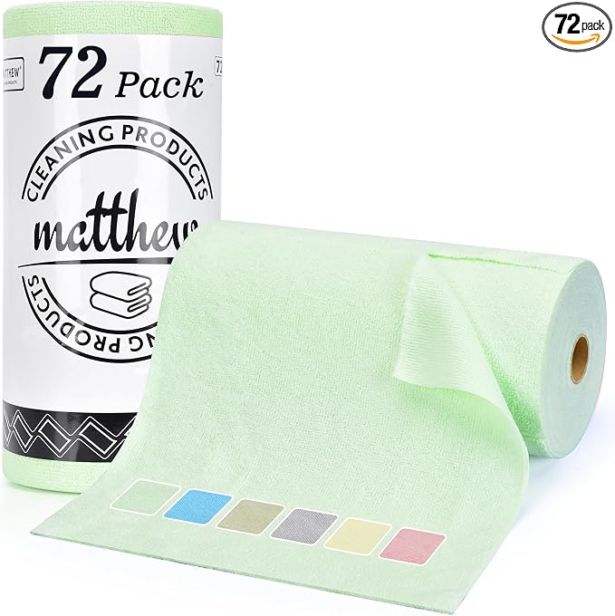 Matthew Microfiber Cleaning Cloth Roll 72Pack Reusable Paper Towels&Washable by MATTHEWCLEANINGPRODUCTS