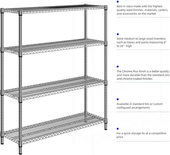 1760 LBs 4 Tier Storage Rack Metal Wire Shelving Unit, Storage Standing Shelf - Image 8