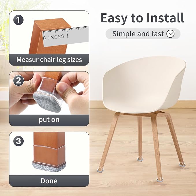 Ezprotekt 24 Pcs Rectangle Black Silicone Chair Leg Floor Protectors Caps - Image 6
