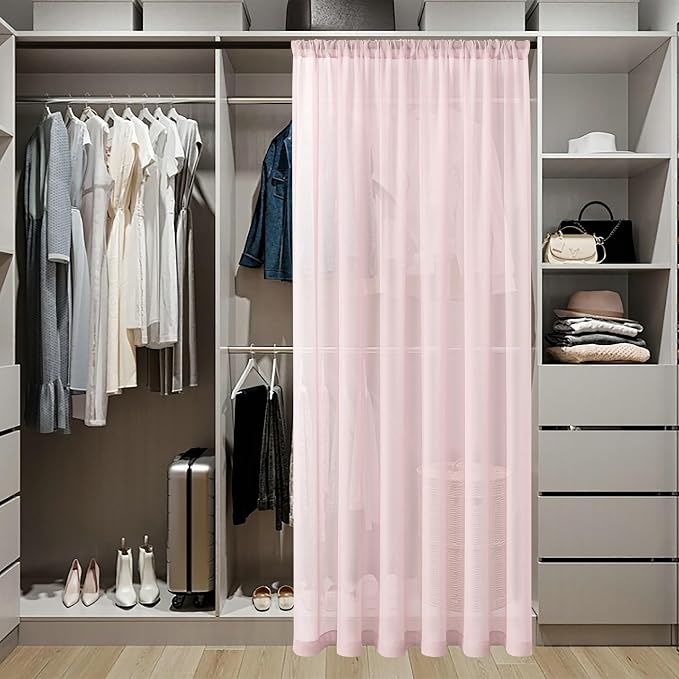 Tollpiz Short Sheer Door Curtain Closet Linen Textured Curtain Sheers Doorway - Image 3