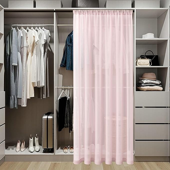 Tollpiz Sheer Door Curtain Closet Linen Textured Curtain Sheers Doorway Light - Image 3