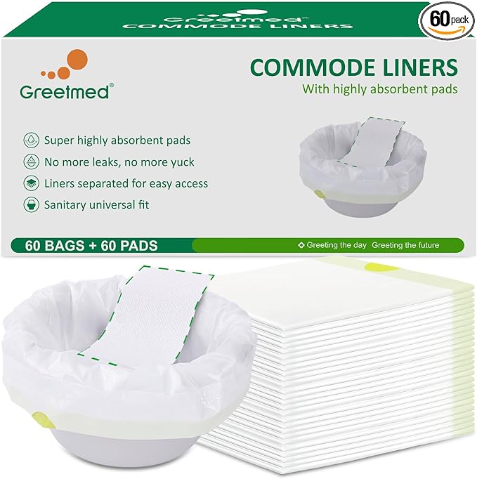 Commode Liners with Absorbent Pads by Greetmed