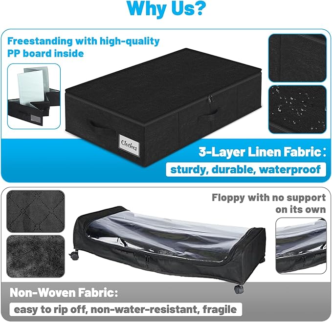 Under Bed Storage Container Bin 4 Pack, 4.5 Inch Slim Low Profile Underbed - Image 8