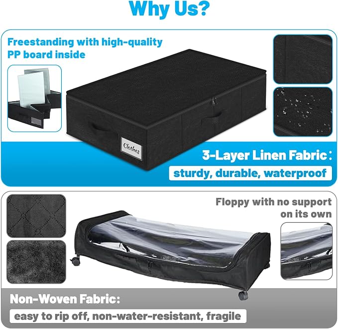 Under Bed Storage Container Bins 2 Pack, 4.5 Inch Slim Low Profile Underbed - Image 8