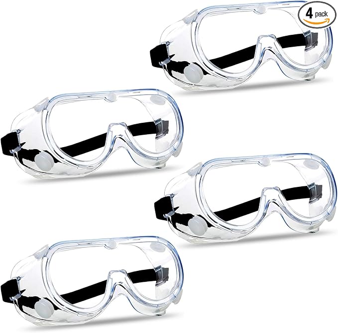 Super More 4PCS Anti-Fog Protective Safety Goggles Clear Lens Wide-Vision by SuperMore