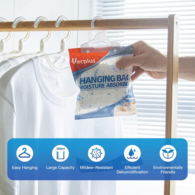 Vacplus Moisture Absorbers, Hanging Closet Dehumidifier Bags, Humidity Packs - Image 4