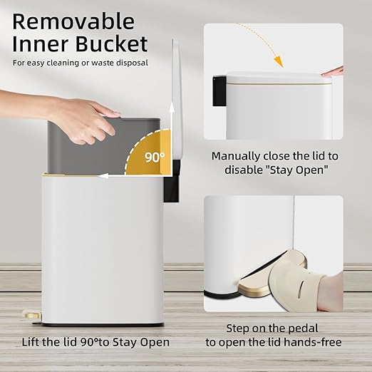 KUK Slim Bathroom Trash Can - Image 5