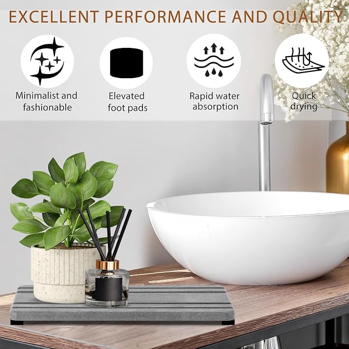 3PCS Water Absorbing Stone Tray, DryingNeat Diatomite Stone Sink Tray, Instant - Image 4
