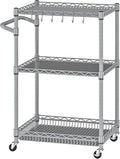 Metal Carts with Wheels, 3 Tier Rolling Utility Carts with Storage, Steel Wire by Alexayhome