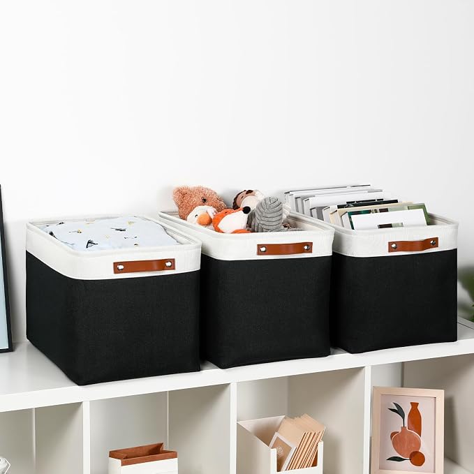 DULLEMELO Large Storage Baskets Fabric Storage Bins, Canvas Storage Basket - Image 3