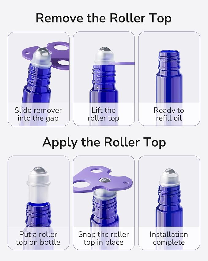 ULG Essential Oil Roller Bottles 48 Pack 10ml Cobalt Blue Glass Empty Bottles - Image 6