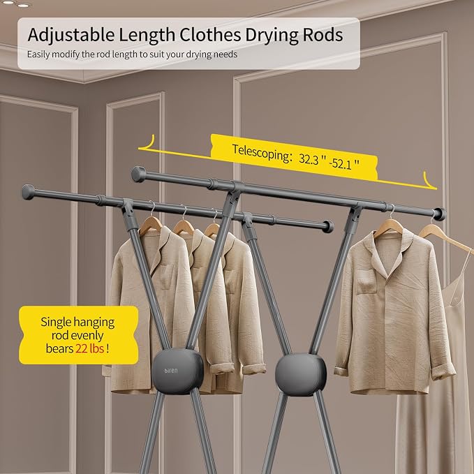 BIREN Clothes Drying Rack Heavy Duty Clothing Racks Extending Laundry Rack Two - Image 3