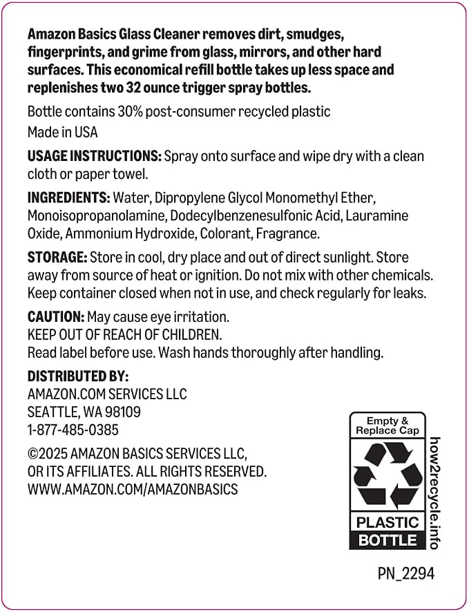 Amazon Basics Glass Cleaner Refill 67.6 Fl Oz - Image 2