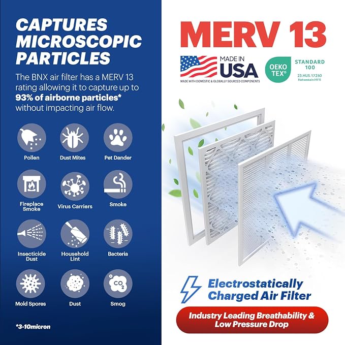 BNX TruFilter 14x18x1 MERV 13 AC Furnace Air Filter - Image 3