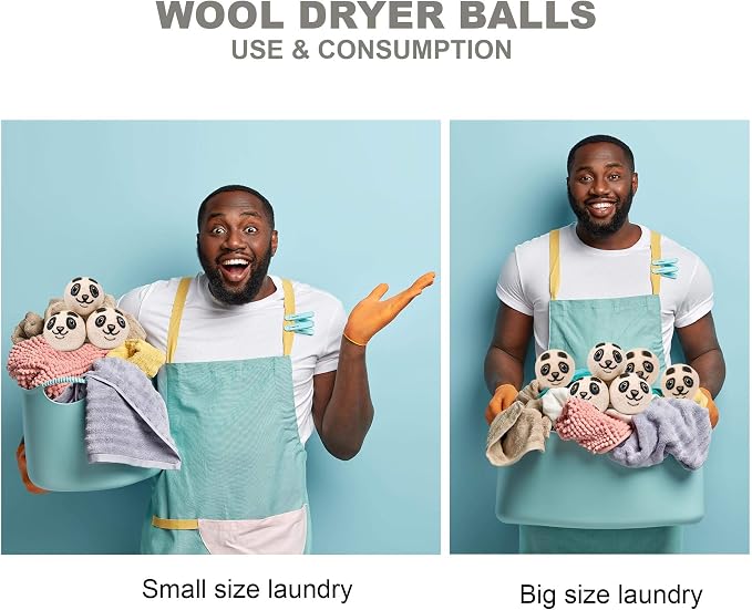 Wool Dryer Balls Organic Felt 6 Pack Laundry Fabric Softener, Extra Large - Image 5