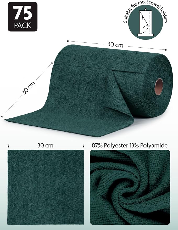 Fantasticlean Microfiber Cleaning Cloth Roll -75 Pack, Tear Away Microfiber - Image 6