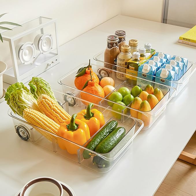 MineSign 2Pack Roll Out Fridge Caddy Bins Pull Out Drawer - Image 7